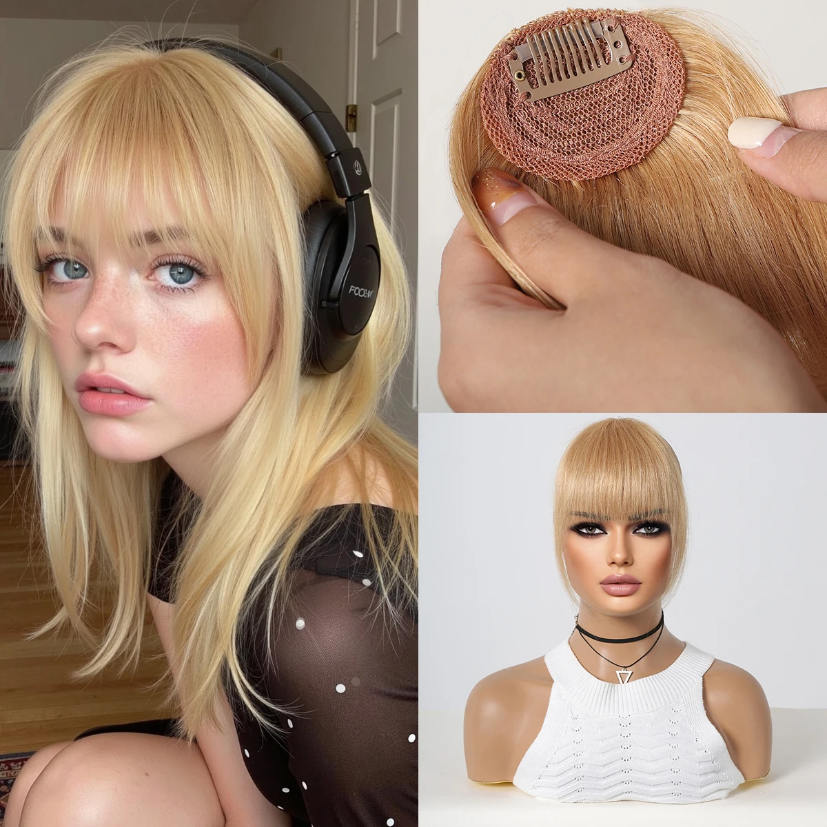 

100% человеческие волосы Remy, бахрома, челка, заколки в светлых человеческих волос, 3D воздушная бахрома, золотая челка, шиньоны для женщин с истонченными волосами