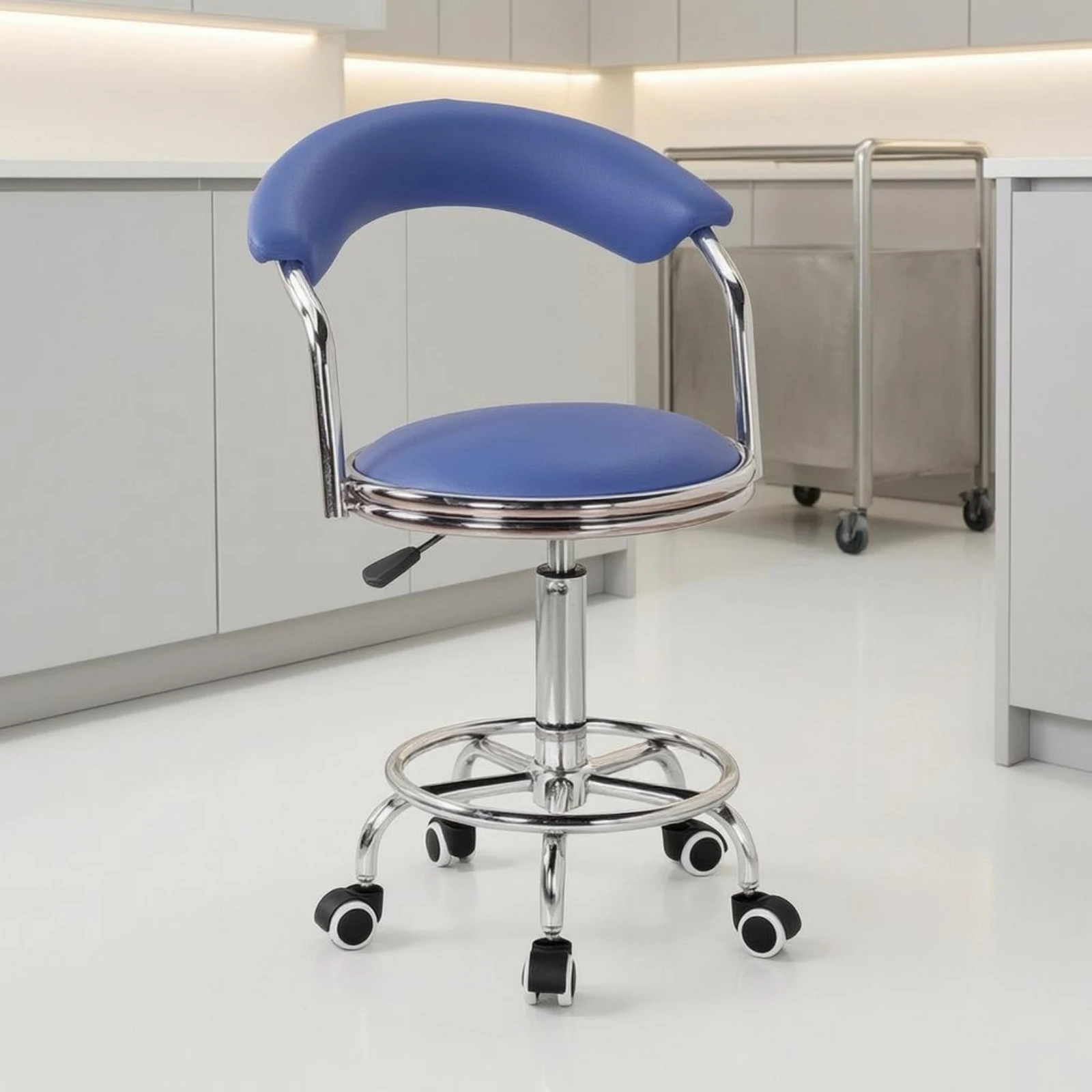 Rolling Bar Stool Chrome Swivel Bar Stool Seating Furniture Padded Thick Seat Cushion