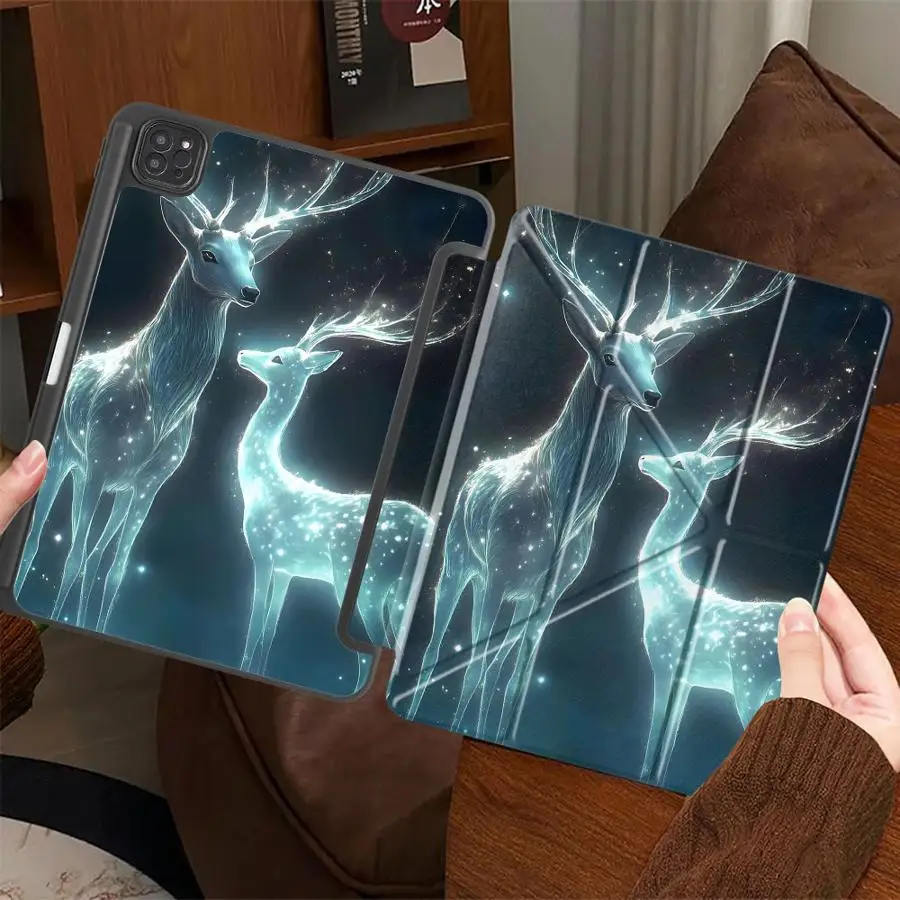 

Чехол для планшета iPad Mini 6 7 Air 4 5 M3 M2 M4 11 дюймов Pro 11th 10th 9th 8th 7th 12.9 дюймов Pro 2025, с держателем, мультяшный дизайн с животными