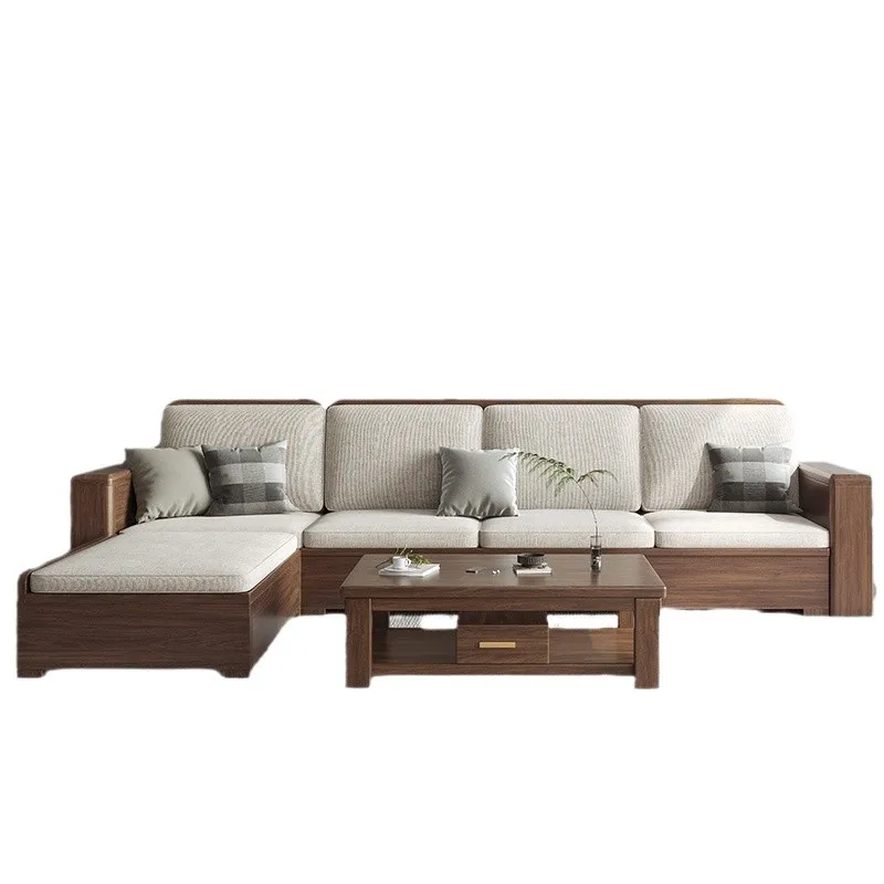 

Новая усовершенствованная комбинация диванов из черного ореха в европейском стиле: всесезонный диван из массива дерева для зимы и лета