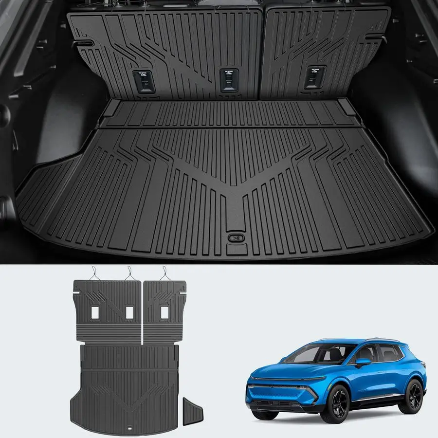 

Mat for 2024 2025 2026 Chevy Equinox EV, Trunk Mat with Backrest Mat All Weather Back Seat Cover Protector for 20242026 Chevrole