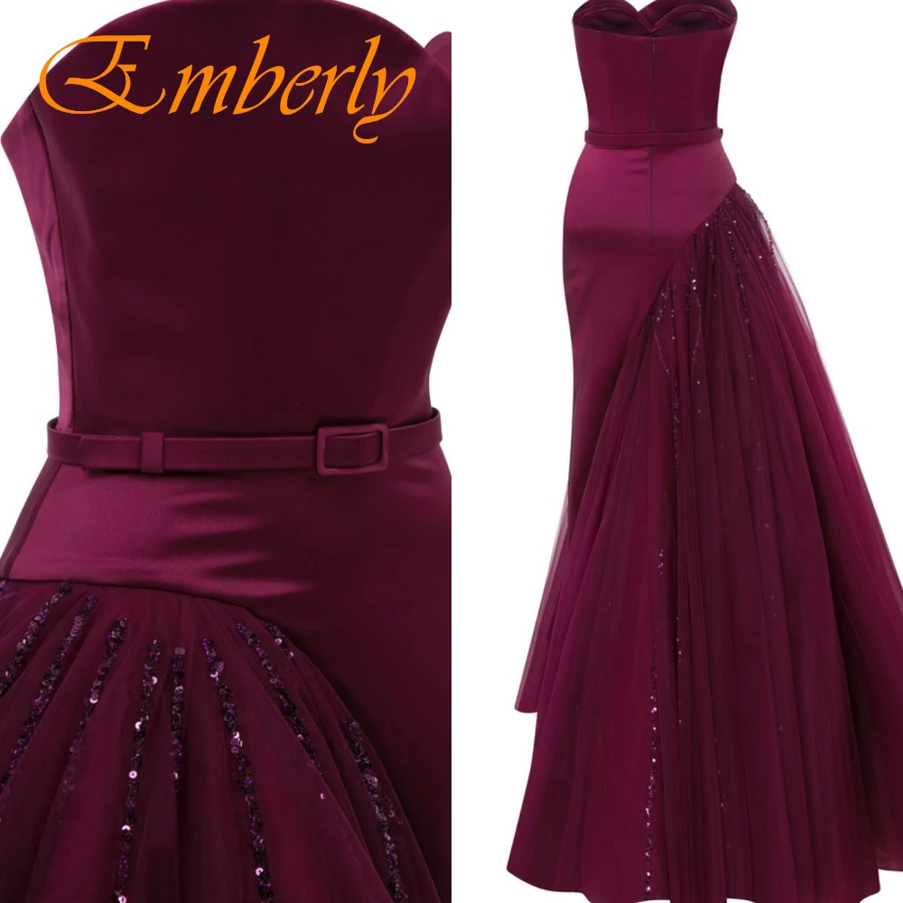 ที่กําหนดเองประณีต Burgundy Strapless ชุดราตรีคุณภาพสูง Tulle Prom Dresses Delicate Party Gowns สําหรับผู้หญิง