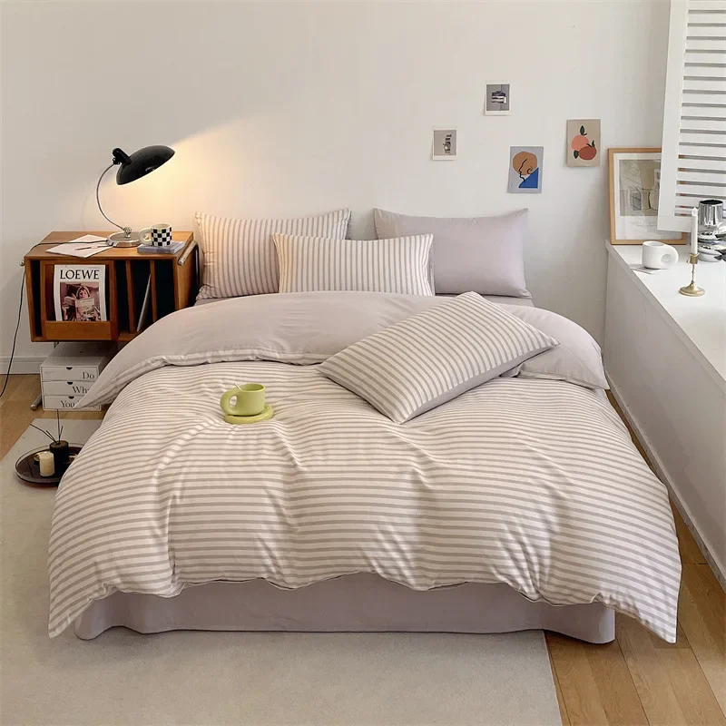 Pure cotton four-piece bed sheet 100 cotton twill quilt cover bed sheet student dormitory bedding double-sided design - Image 5