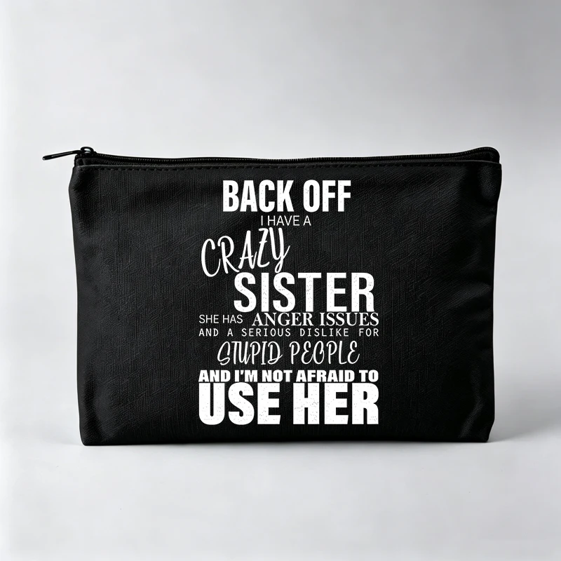 Women's Slogan-Style Graphic Makeup Bag, Zipper Cosmetic Pouch for Daily Use