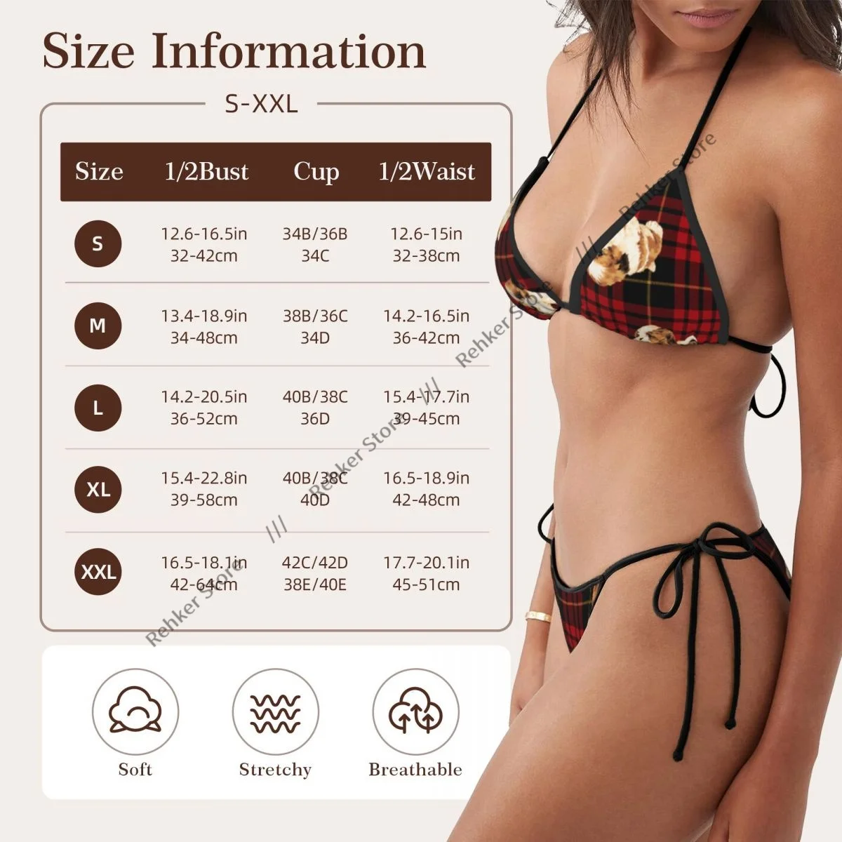 Bikini Set Swimwear Women Swimsuit Sexy Push Up Swimming Bathing Suit Cute Dog Plaid Pattern Beachwear Summer Brazilian