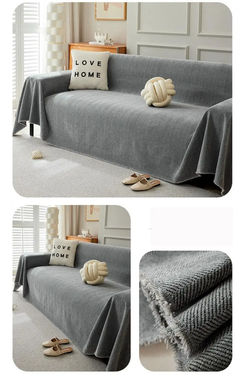 Einfaches Chenille-Sommer-Sofa-Handtuch Einfarbig Multifunktionales Dekoratives Heim-Sofa-Handtuch Sommer Universelle Sofa-Abdeckungen – Detail 9