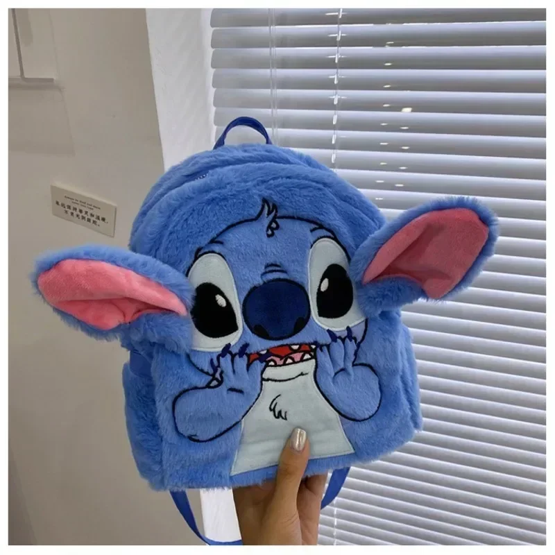 Mini Sac à Dos Disney Stitch en Peluche pour Femme, Cartable de Dessin Animé 3D, Grande Capacité, Mignon, Enfant, Haute Qualité, Nouvelle Collection