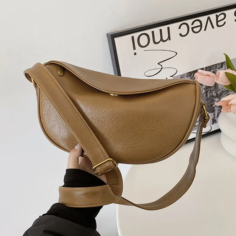 Hobo Tasche Nische Design neue weiche PU Leder Retro einfarbig langlebige große Kapazität Pendler Umhängetasche Geldbörsen und Handtaschen