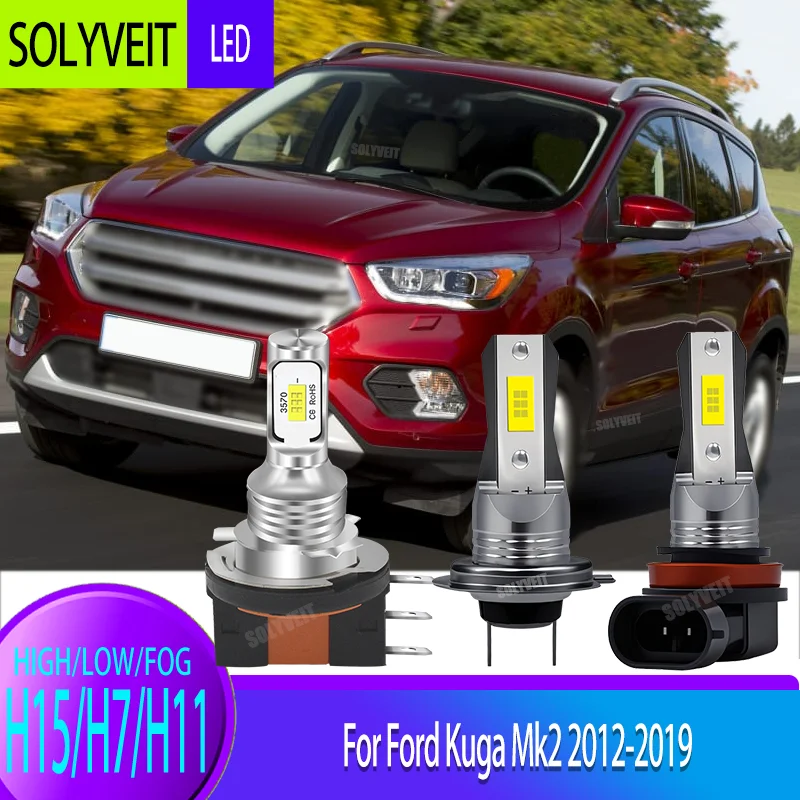 

durable 6000K performance from LED bulbs H15/H7/H11 High Low Fog Kit For Ford Kuga Mk2 2012 2013 2014 2015 2016 2017 2018 2019