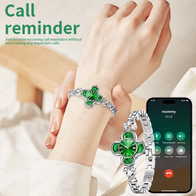 LIGE New Quartz Dial Steel Women Bluetooth Smart Watch Waterproof Sports Women's Heart Rate Sleep Monitor Ladies Smart Bracelet