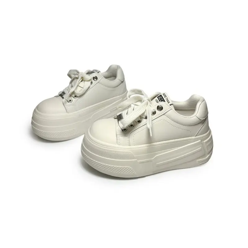 Platform Small White Shoes Women's Autumn New Versatile Casual Sports Board Shoes Heightened Lace-up Bread Shoes
