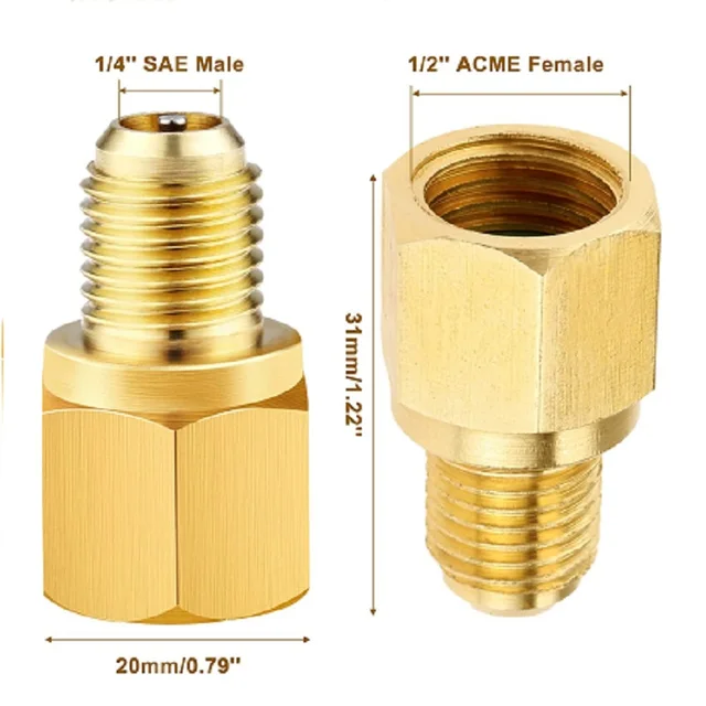 1PC R1234YF Pompa próżniowa Zbiornik czynnika chłodniczego do R12 Adapter montażowy 1/2'' żeński do 1/4'' SAE męski adapter Flare Klimatyzacja