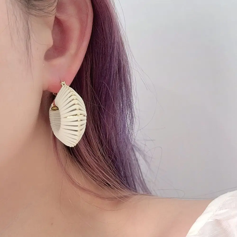 Punk Braided Hoop Earring Japan Korean Simple Exaggerated Ear Buckle Leather Hand-woven Fashion Jewelry Earrings Accessories