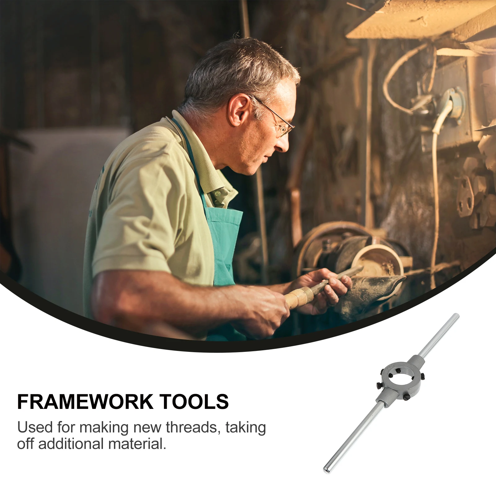 

Die Stock Wrench Holder Threading Tool Round Stand Adjustable Spanner Steel Handle Thread Maker Die Stock Spanner