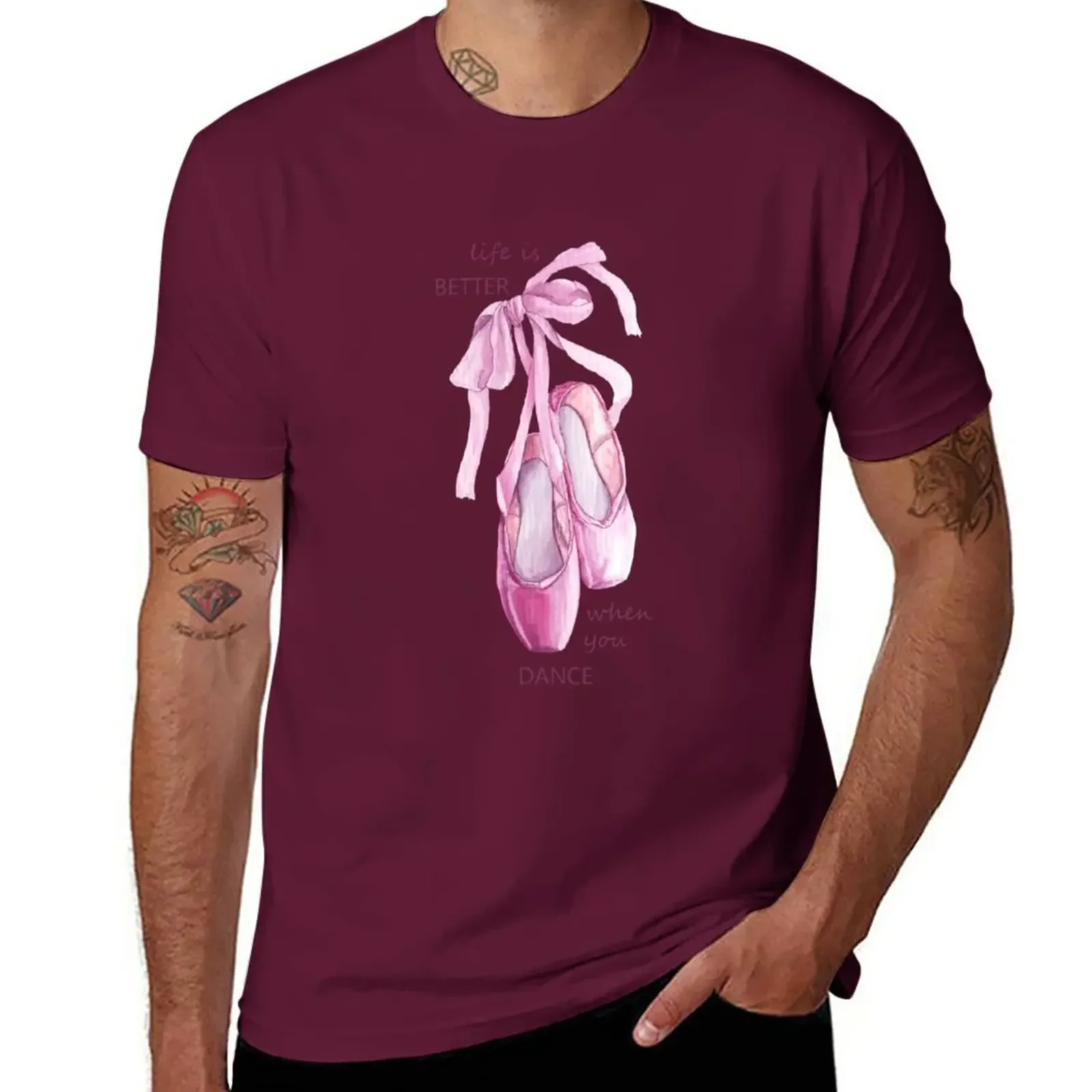 vintage clothes heavy weight t shirts for men Pointe shoes T-Shirt tops graphic t shirts  harajuku  men clothing  COTTON image 2