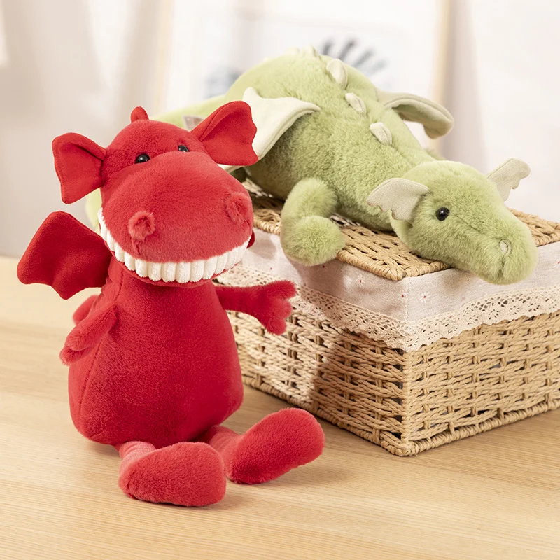 Big White Teeth Red Dinosaur Doll Plush Toy Stuffed Lying Fantastic Purple Green Dino Birthday Present