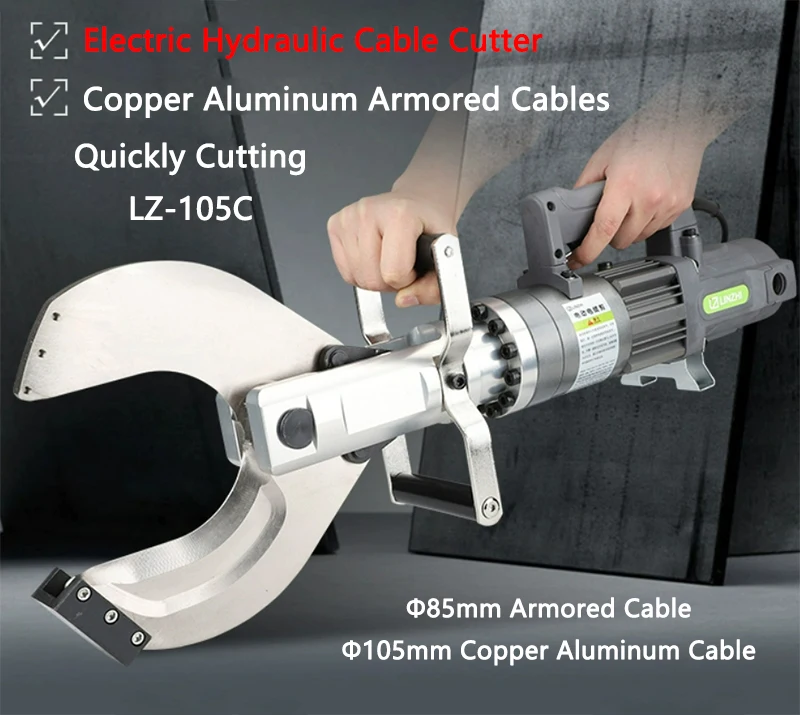 

Electric Hydraulic Cable Scissors LZ-105C Copper Aluminum Armored Cable Cutter 105mm Cable Quick Cutting Machine