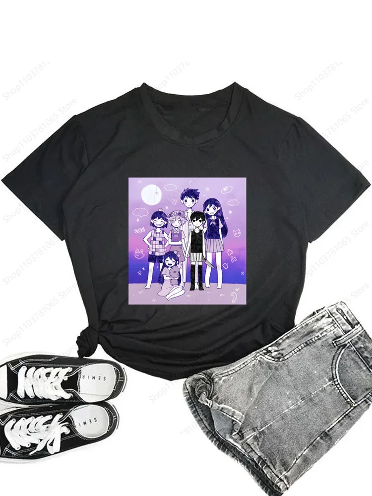 Omori Game Cartoon Manga Kawaii T-shirt for Women Short Sleeve Casual Ladies Tops Cartoon T Shirt for Male Printed Black T Shirt