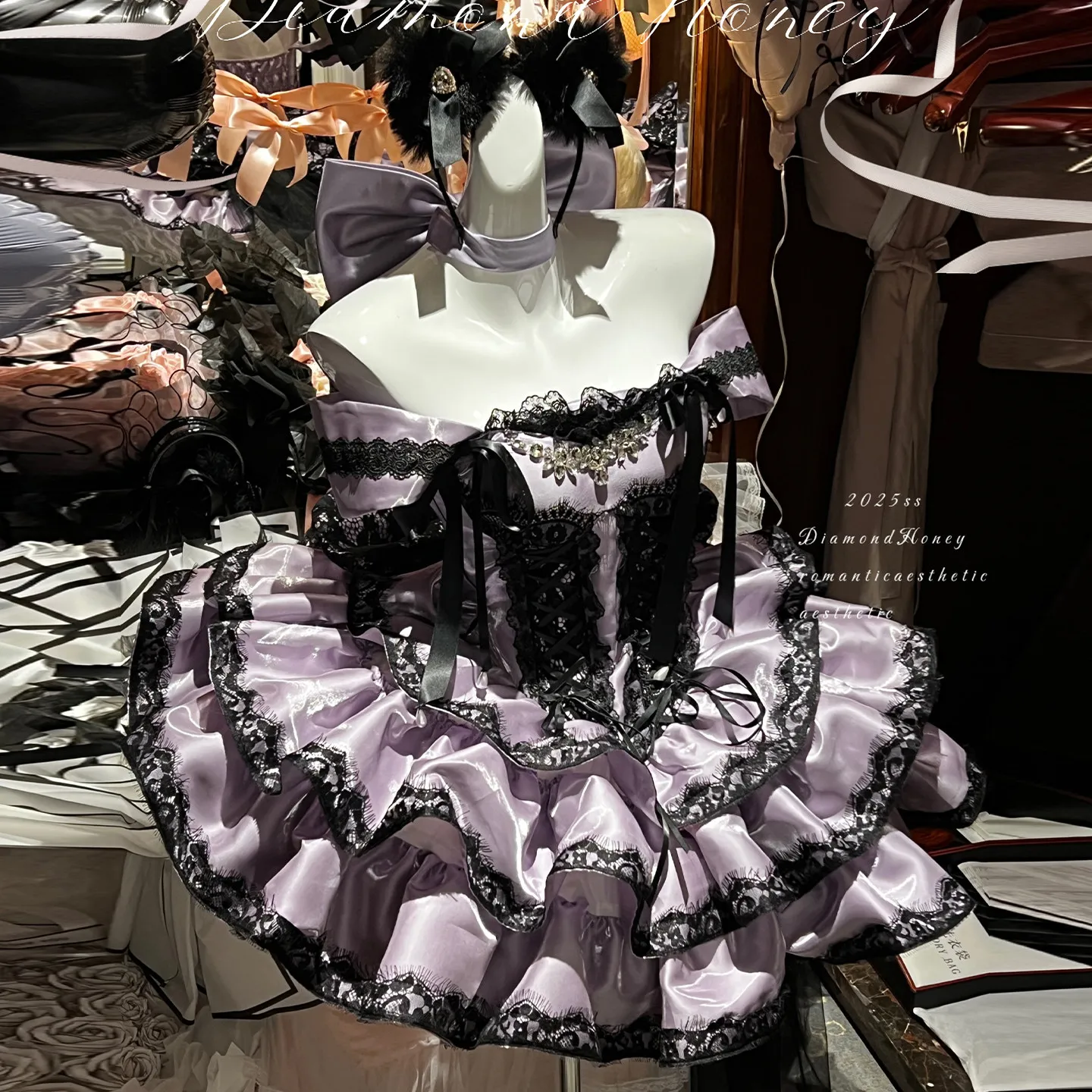 High Sense Princess Atmosphere Lace Dress Pink Jacquard Lace Angel Princess Lolita Bustier Tiered Tulle Short Party Dress