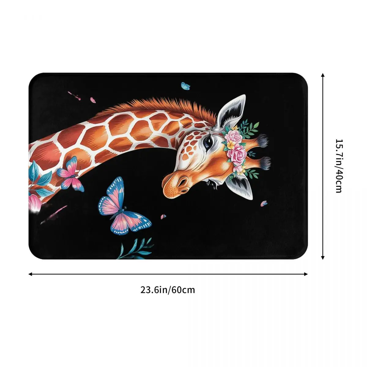 Cute Giraffe With Flowers I Kids Giraffe Doormat Cushion Carpet Rug Kitchen Entrance Home Floor Mat for Living room Footpad Mats