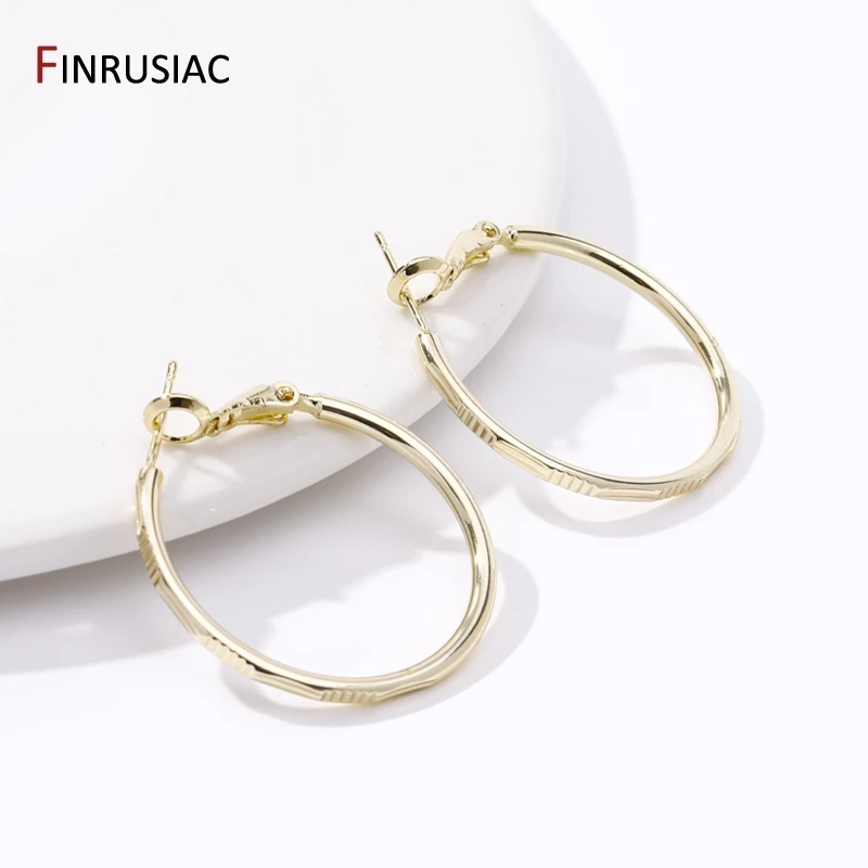 New Fashion 14K Gold Plated Brass Big Hoop Earrings For Women Large Circle Loop Earrings Party Jewelry Gift