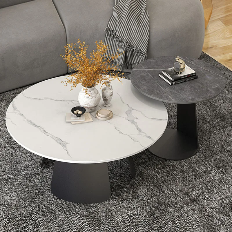 Round Black Coffee Tables Modern Design Marble Hotel Low Nordic Coffee Table Living Room Minimalist Mesa Auxiliar Furniture