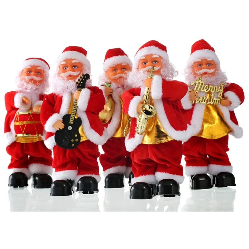 

12’’ Toy Figure Electric Santa for Doll Realistic Santa Christmas Tree’s Ornament Miniature Toy for House Decorati