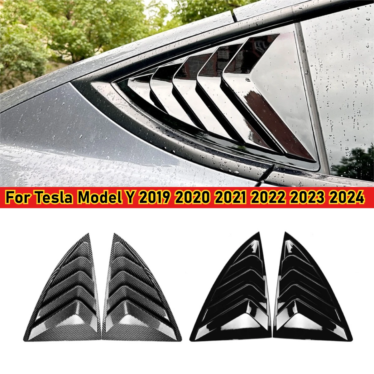 

For Tesla Model Y 2019 2020 2021 2022 2023 2024 Car Rear Window Side Vent Shutter Louver Cover Trim Sticker Body Kit Spoiler