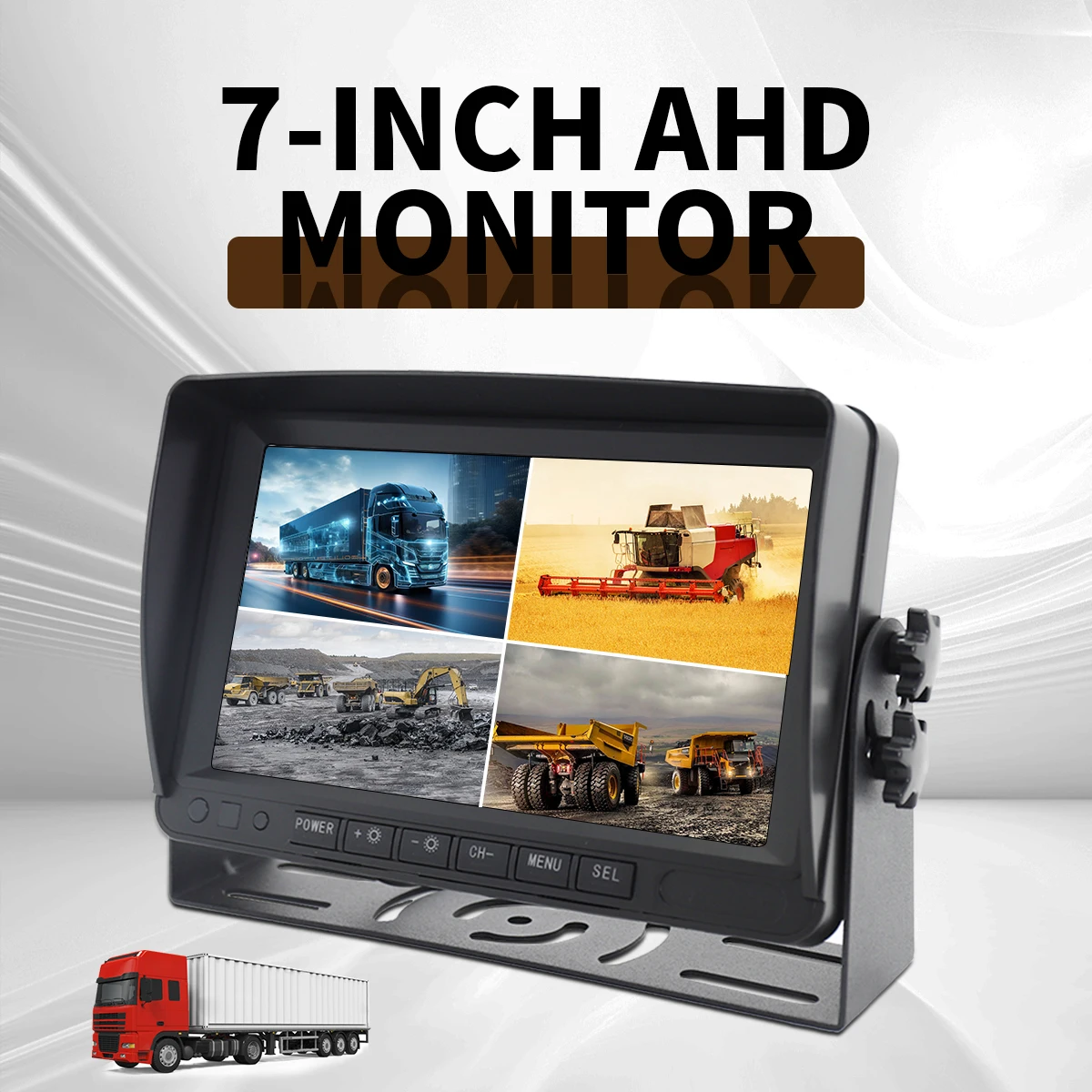7 "AHD 720P/1080P Al BSD Telecamera per camion 4CH Sistema di telecamere per monitor per camion Registrazione video di guida wireless per apparecchiature pesanti