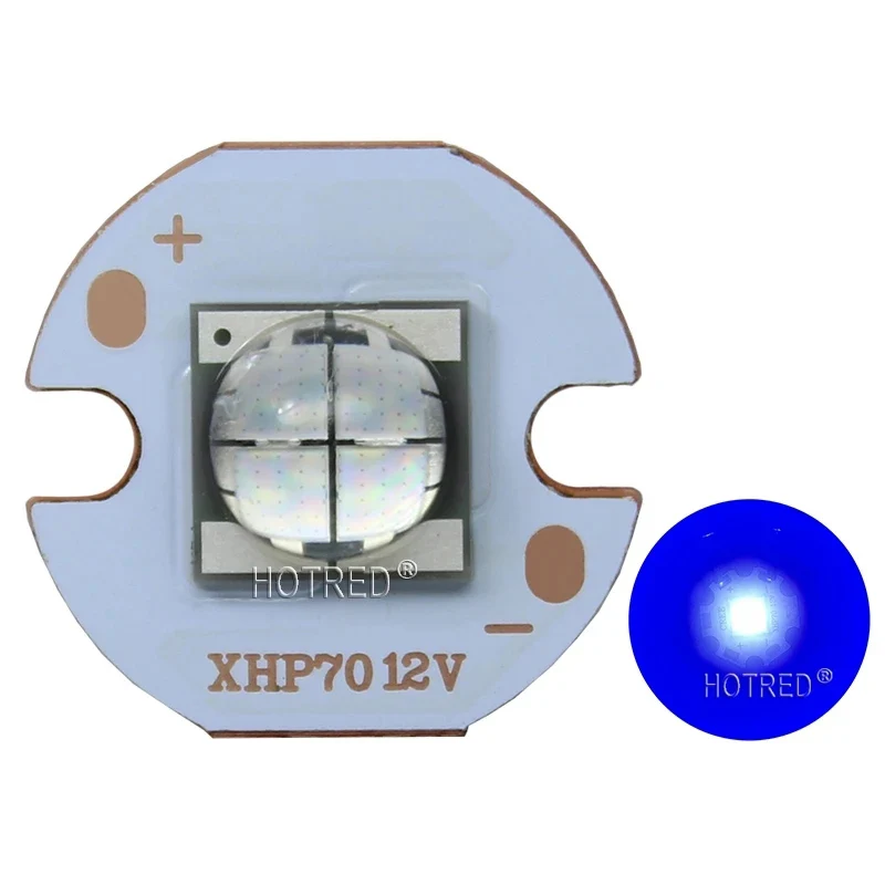 1PCS Epileds 7070 XHP70 4Chips 6V 12V 20W LED Emitter Diode  MKR XHP70.2 Blue LED light for flashlight part tank DIY