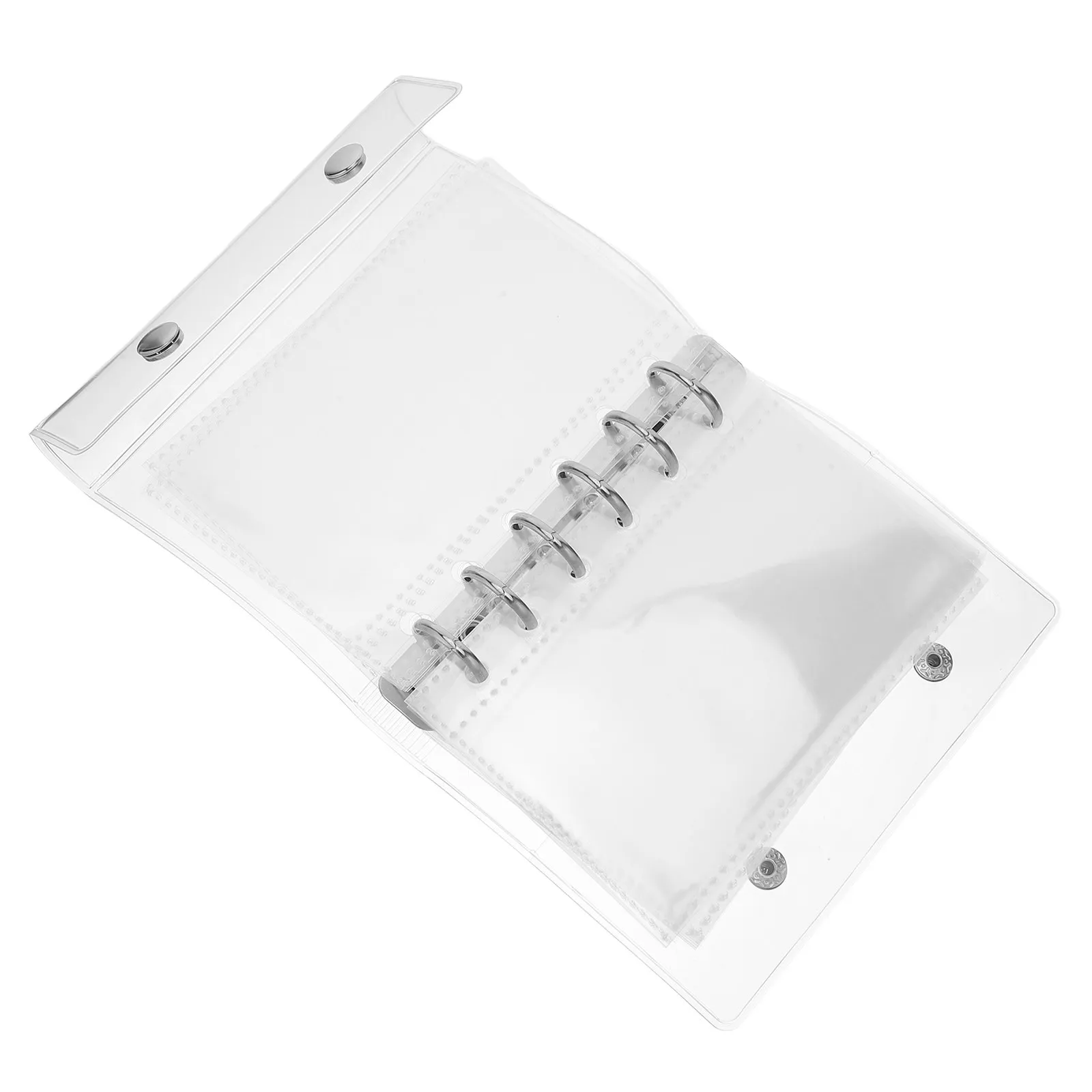 

1Set A7 Mini Binder Transparent PVC Cover Refillable Snap Closure Loose Leaf Folder Journal Planner Pocket Notebook