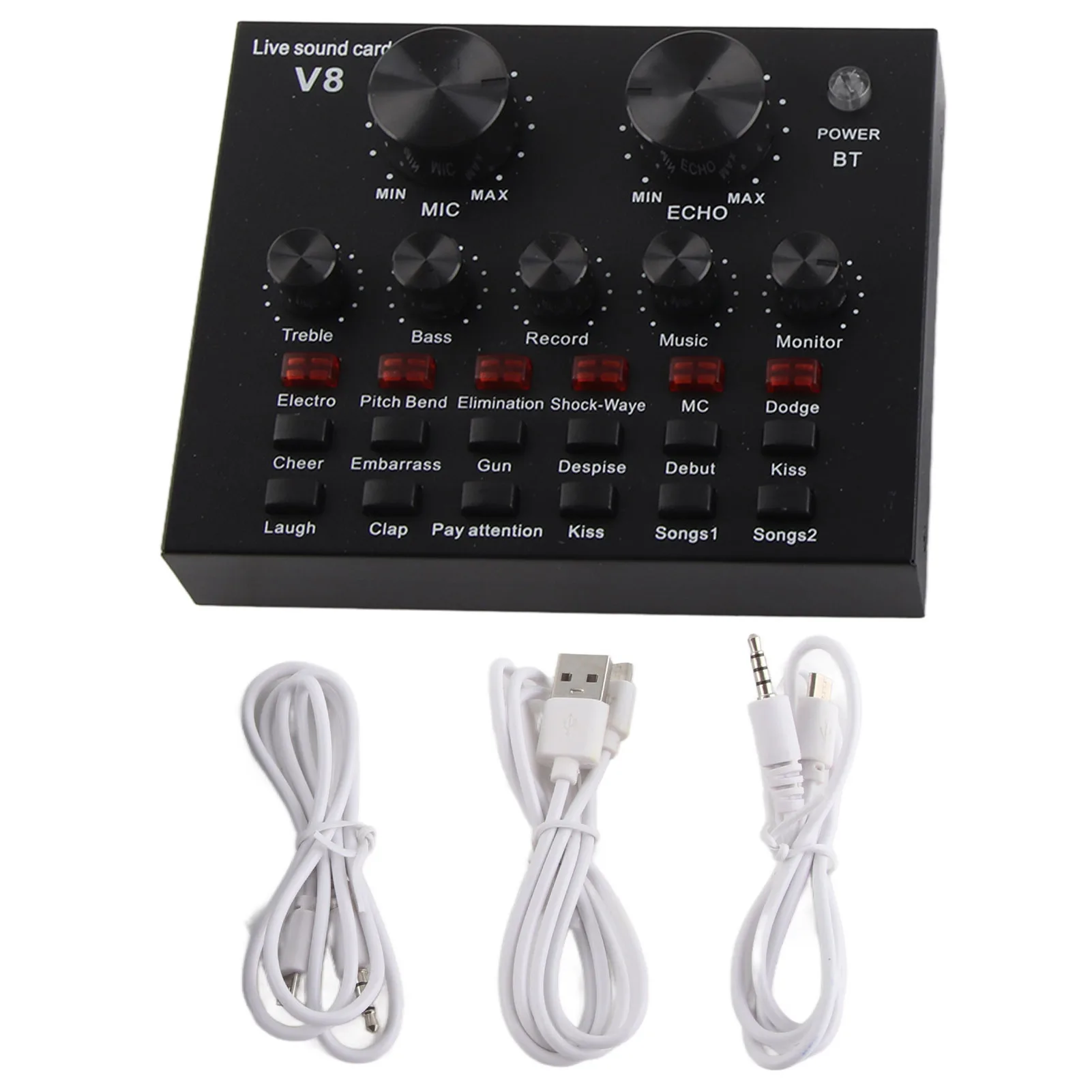 Computer Sound Card Live Sound Card Live Broadcast Sound Card 112 Kinds of Electric Sound Support for Dual Mobile Phone Computer