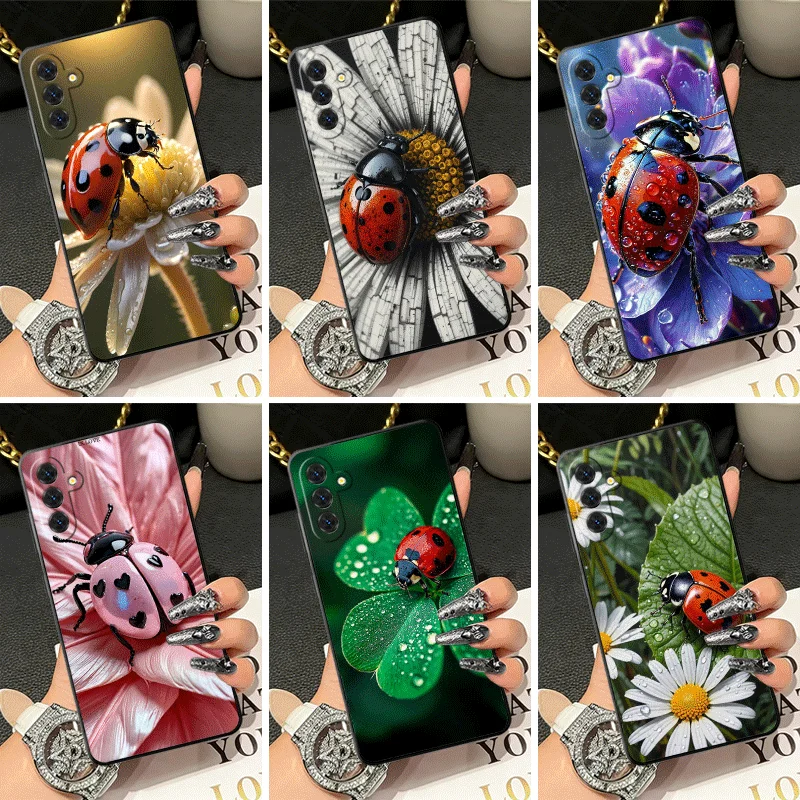 Soft Silicone Phone Case for Samsung A17 A16 A15 A14 A13 Seven-Spotted Red ladybug Shell A57 A56 A55 A54 A53 A37 A36 A27 A26 A35