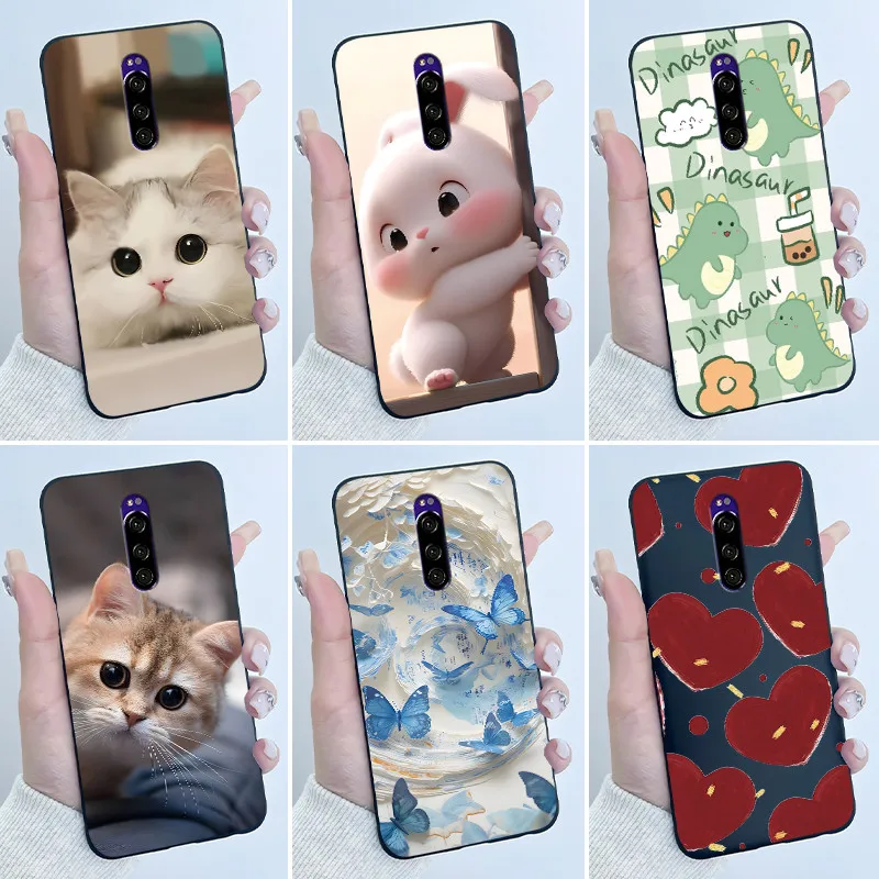 

Милый чехол для Sony Xperia 1/Xperia XZ4, защитный чехол с принтом, мягкий силиконовый чехол с рисунком, черный чехол Capa Coque