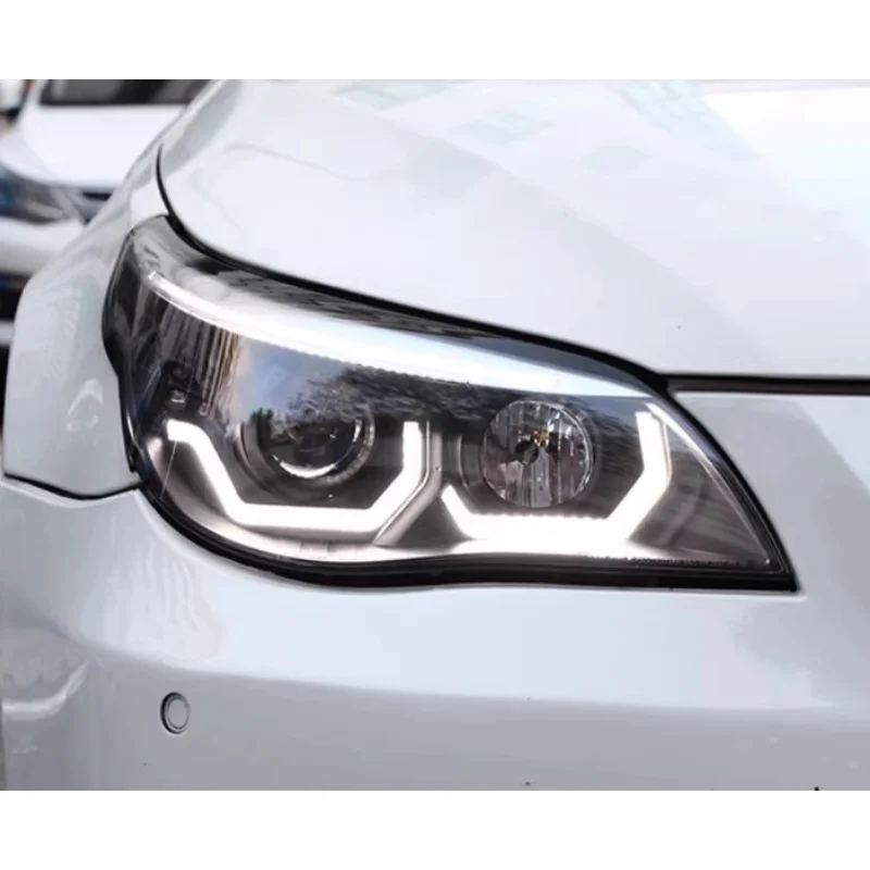 

Автомобильная фара в сборе для BMW 5 серии E60 03-10, передняя фара с модифицированным угловым глазом, линза дневных ходовых огней
