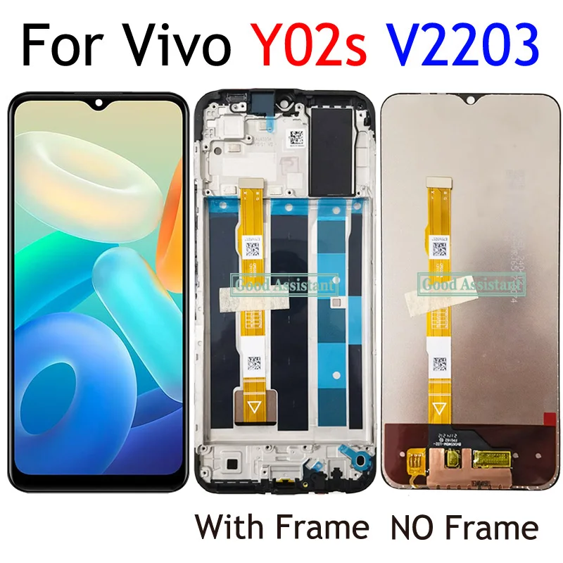 Preto 6.51 Polegada display lcd para vivo y02s v2203 display lcd