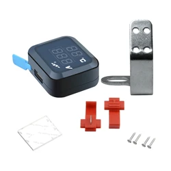 3 in 1 Motorcycle Thermometer Voltmeter with USB Charging Port 12V-24V Handlebar Mount Digital Temperature Meter D7YA