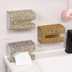 Sparkling Diamond Toilet Paper Box Wall Hanging Paper Box Portable Wet Tissue Paper Storage Box Bathroom Kitchen Accessories