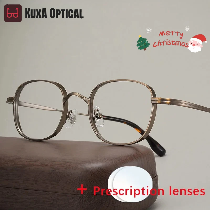 

KUXA винтажные титановые очки мужские овальный дизайн очки для близорукости Oculos очки по рецепту прогрессивные линзы оправа для очков