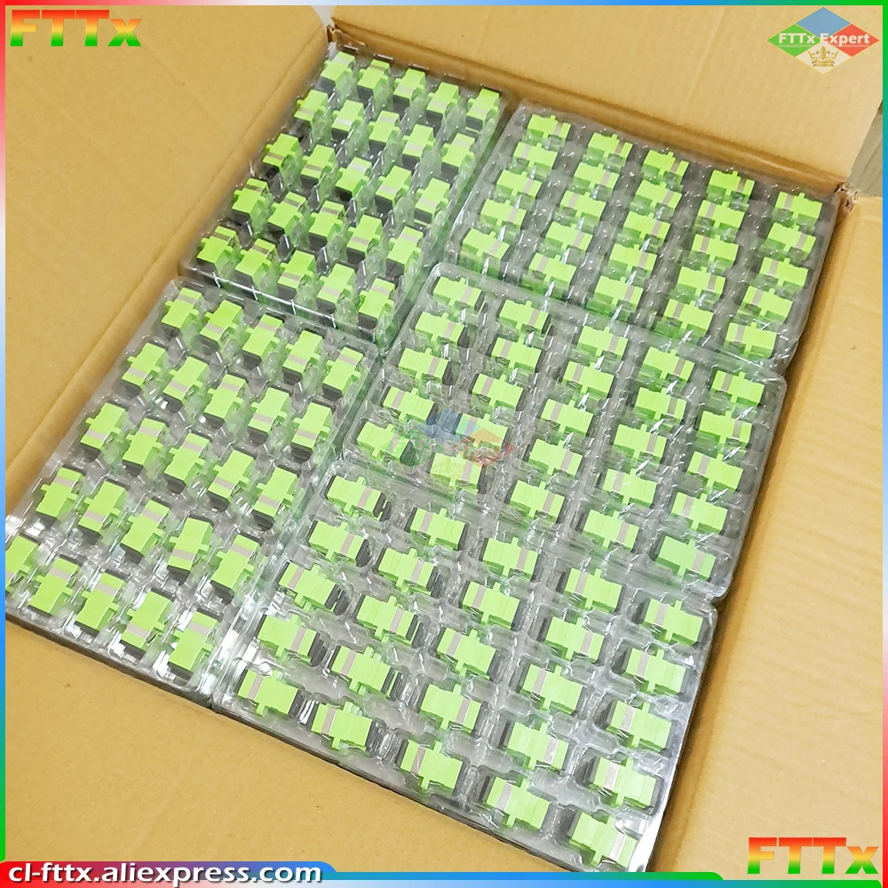 Wholesale100/200/500pcs SC APC Simplex Single-mode Fiber Optic Adapter SC Optical Fiber Coupler SC APC Fiber Flange SC Connector