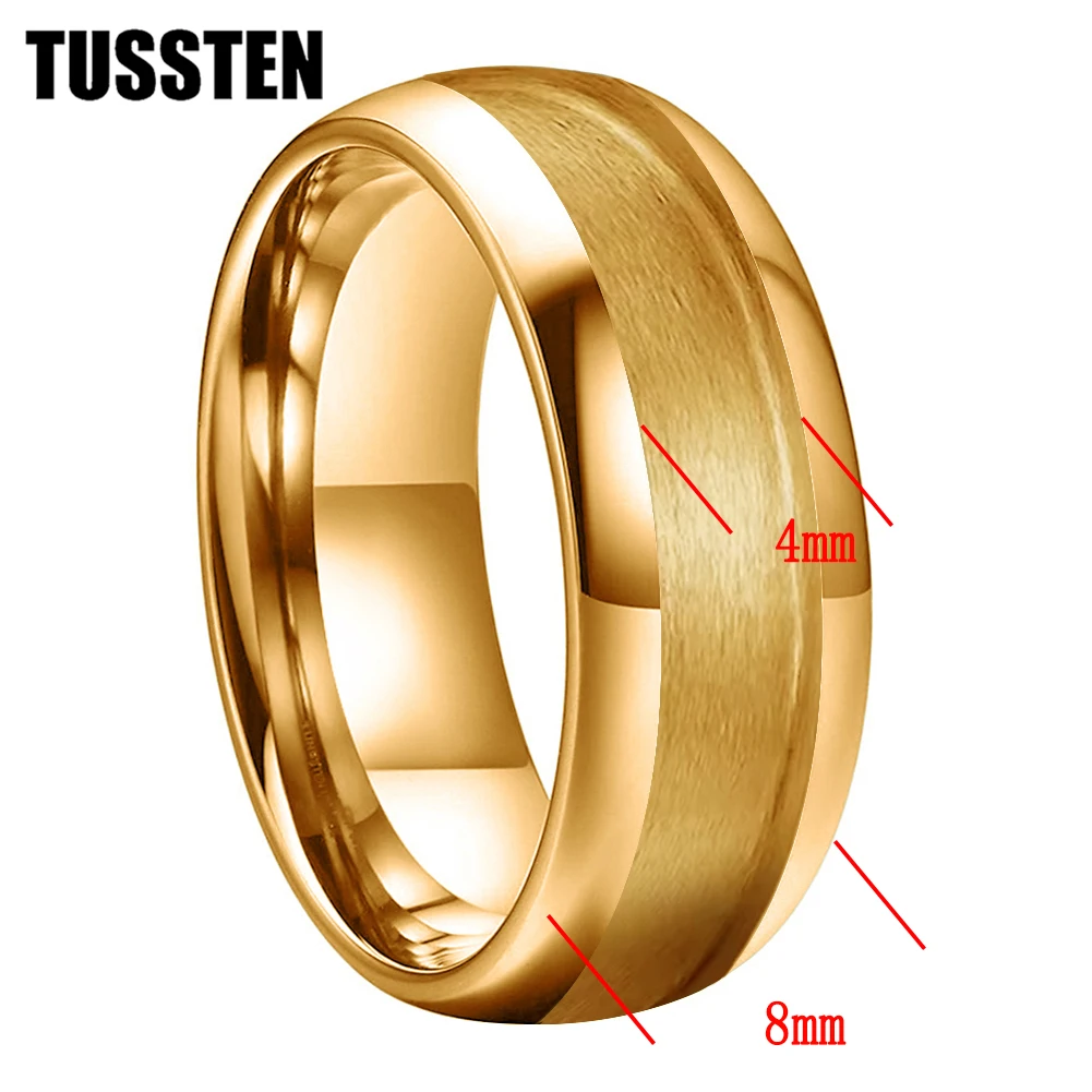 

TUSSTEN Wholesale Dropshipping 8MM Tungsten Blank Rings 4.0 GrooveFor Inlay Channel Polished Shiny Dome Edges