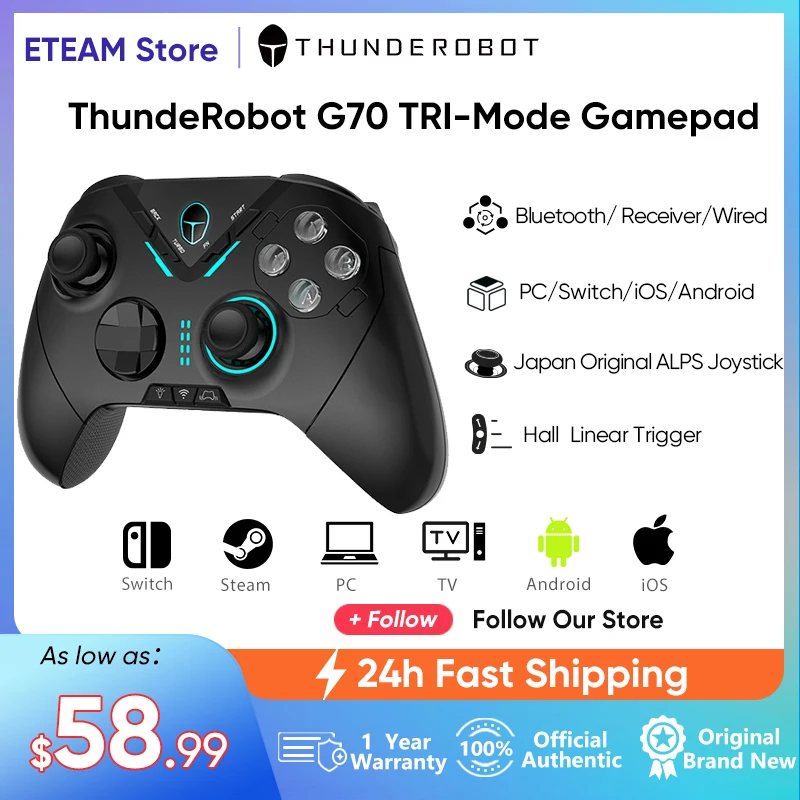 

THUNDEROBOT-G70 Professional Gamepad, Joystick with Dual Vibration, Game Controller for Switch, Windows, PC, STEAM TV