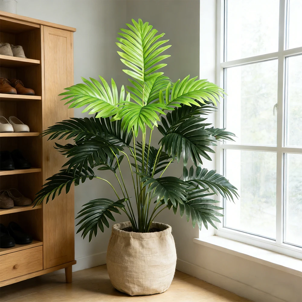 36 feuilles de palmier Areca, plantes vertes artificielles réalistes, grands arbres artificiels adaptés à la décoration de la chambre à coucher, du salon et de l'extérieur