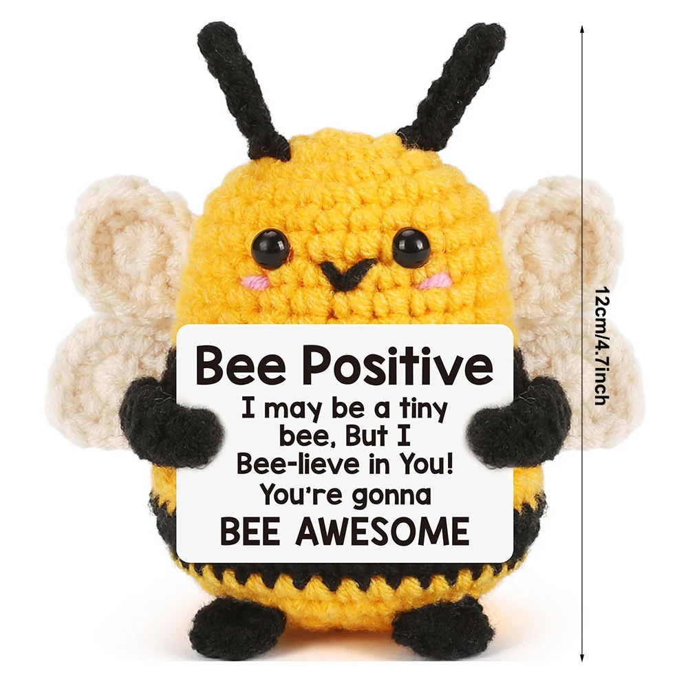 1 Piece of Mini Cute Crochet Active Bee, Creative Plush Holiday Gift Desktop Decoration, Motivational and Encouraging Positive Energy Duck and Penguin Figurine, Christmas Stocking Stuffer view 6