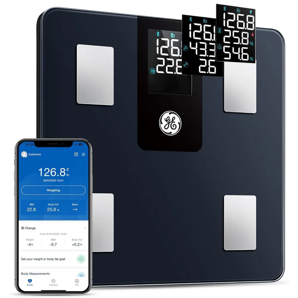

Smart Scale for Body Weight BMI Fat Muscle Mass with 14 Metrics & LCD Display, Bluetooth App, Accurate Weighing Machine 400 lbs