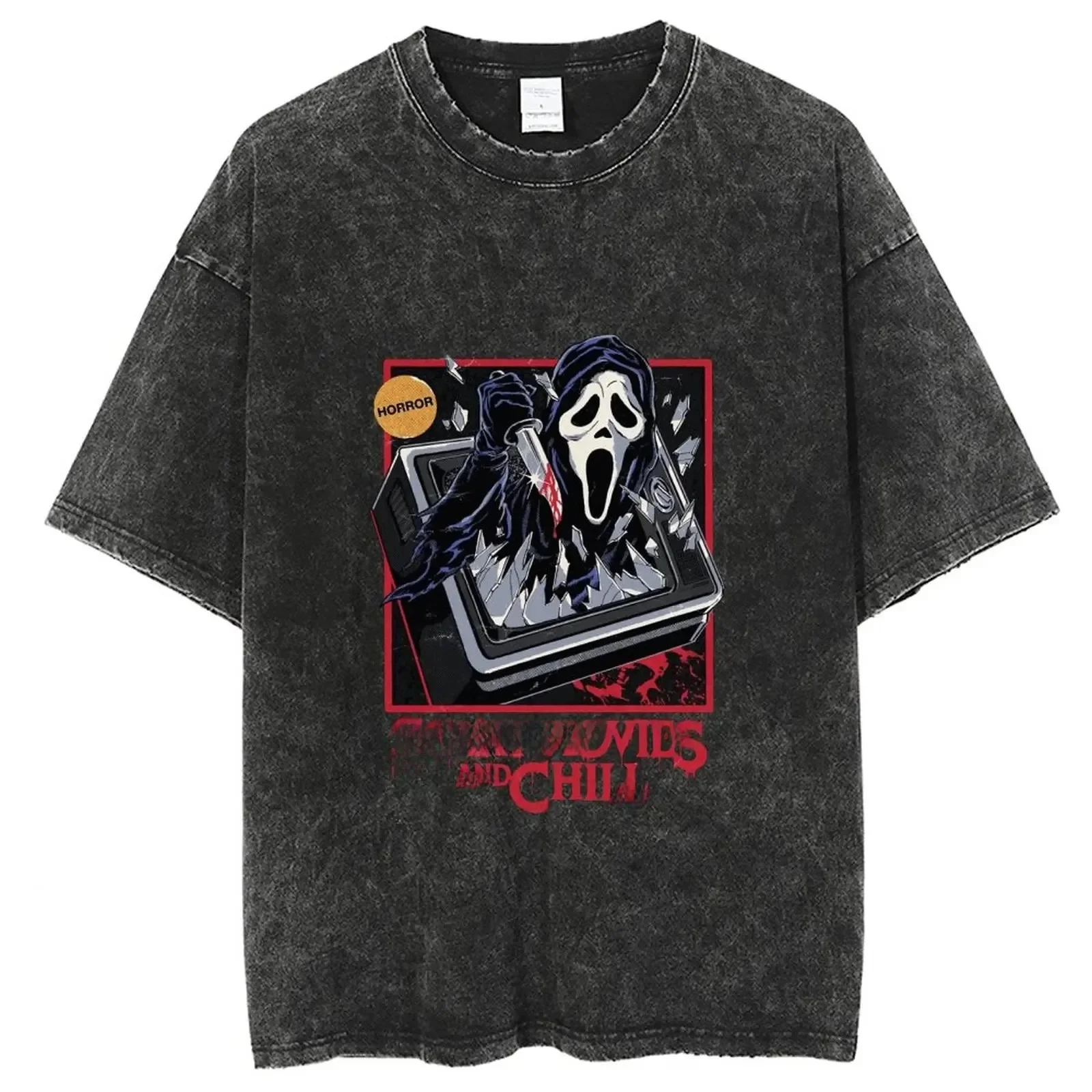 

loween Horror Movie Waed T-irts Cleanfit Sle Ladies Men's Clothing Ghostface Series ort Sve round Ne Skeleton...