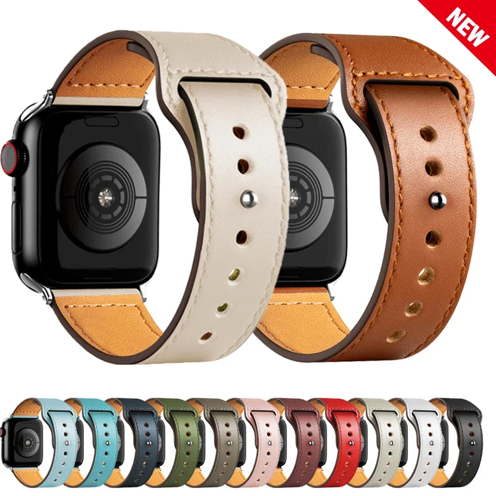 Leather band For Apple watch Ultra 2 49mm 41mm/45mm 44mm 40mm 38mm/42mm Wrist bracelet strap for iWatch series 10 9 8 7 4 5 6 se