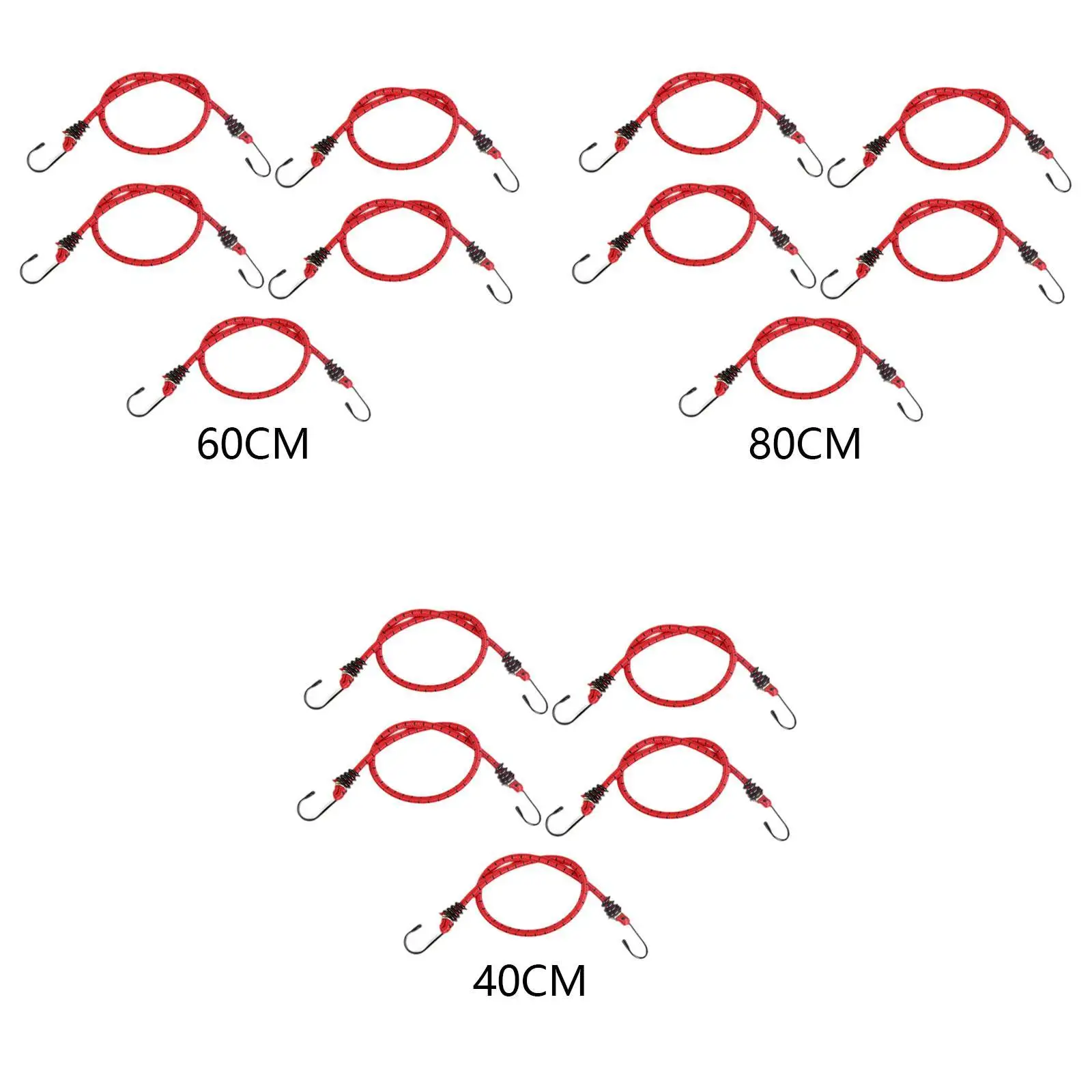 

5 Pieces Bungee Cords with Hooks Mixed Colors Bike Rear Bungee Straps for Storing Packages Fastening Items Cycling Travel Cargo