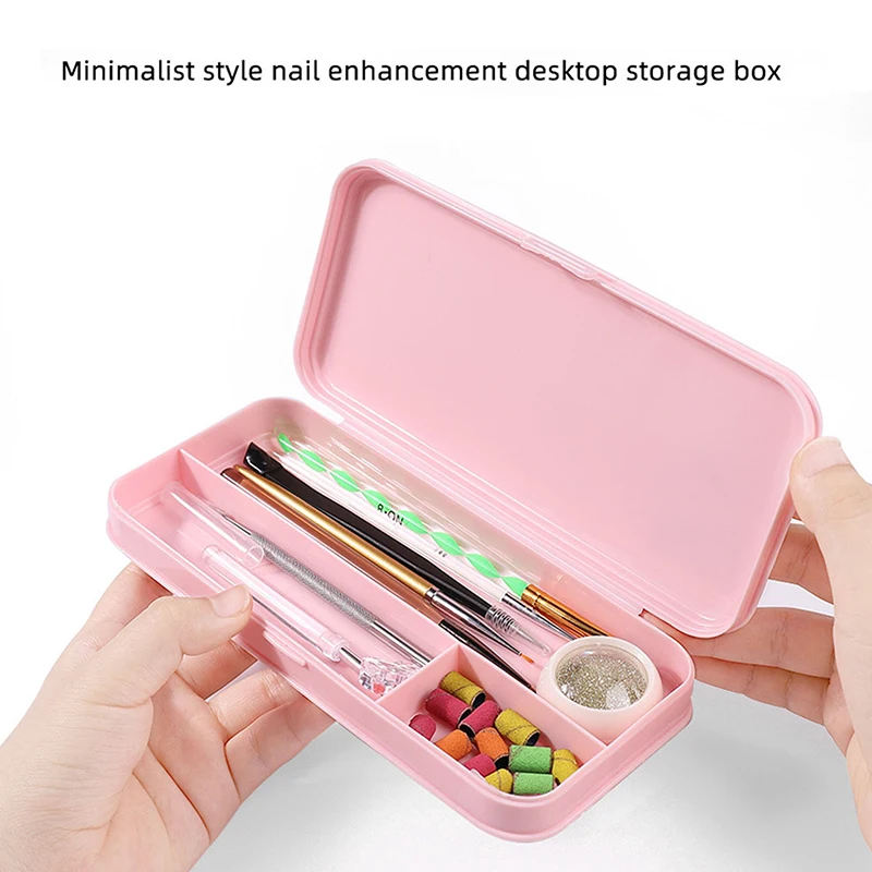 Nail Art Storage Box Nail Parts Organizer Cuboid Plastic Container Packaging Case For Nail Brush File Manicure Tools