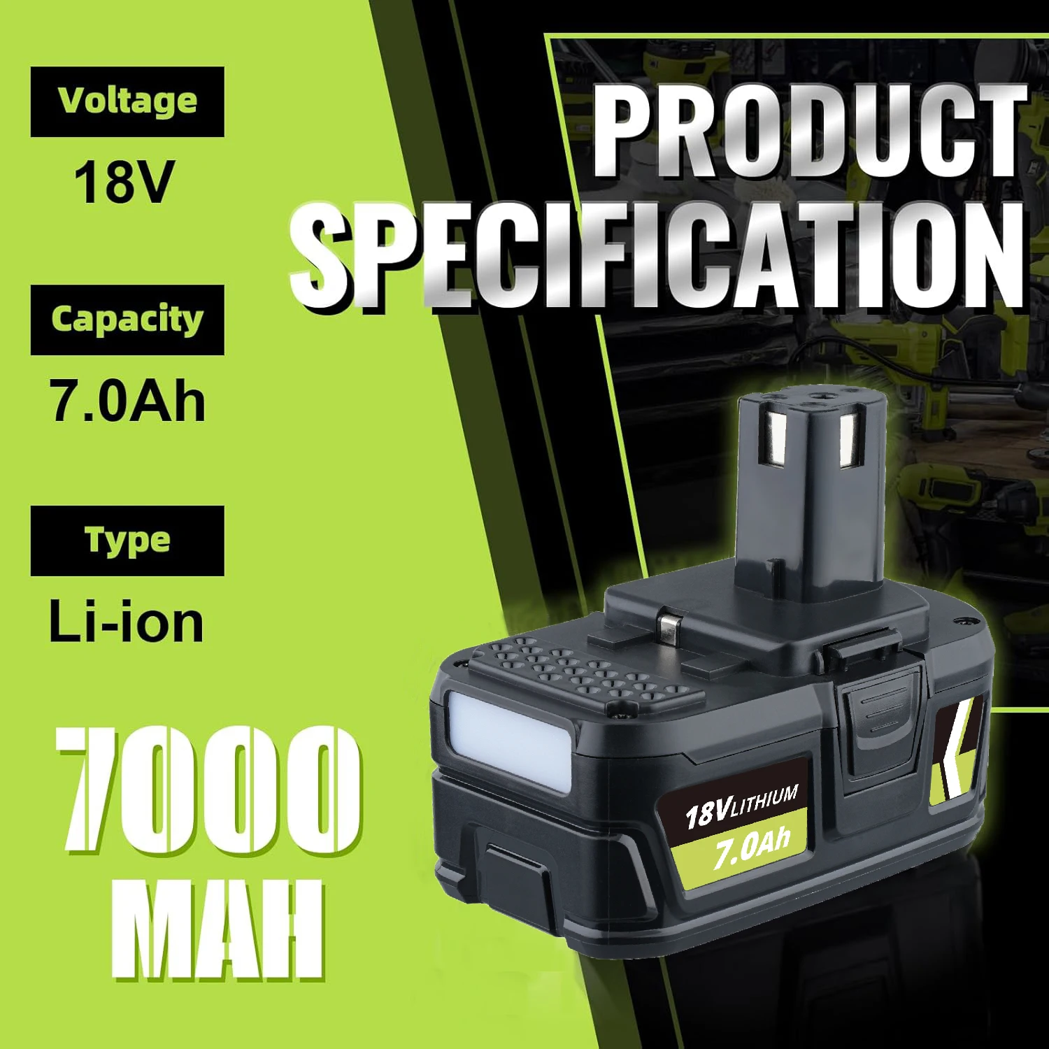 VANON 2Pack 7.0Ah P108 Li-on استبدال لـ ryobi 18v P102 P103 P107 P109 دبوس بطارية متوافق مع أدوات كهربائية لاسلكية 18 فولت